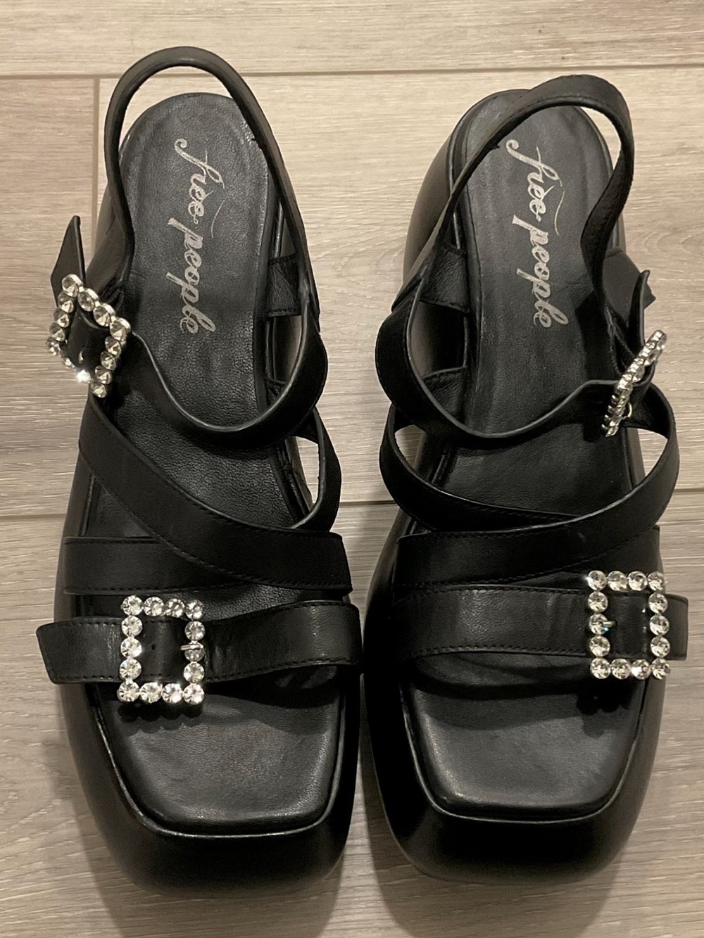 FREE PEOPLE Brooklyn Platform Heels Sandals Black Size 9 NEW